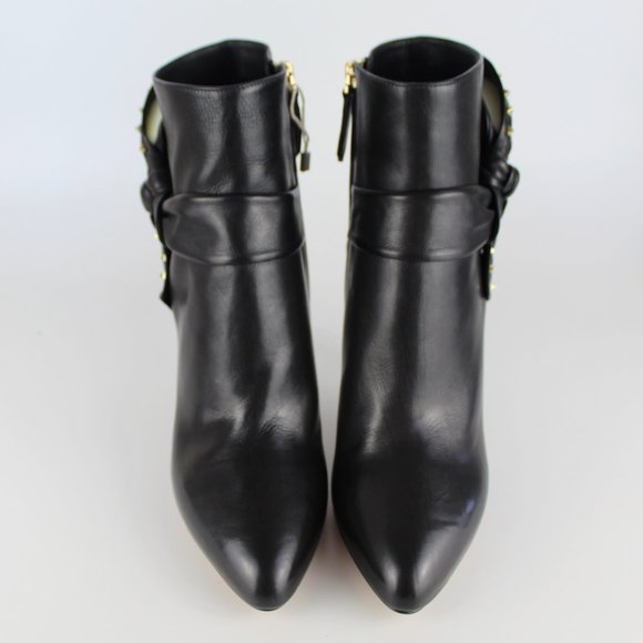 NEW Valentino Garavani Rockstud Heeled Leather Bow Ankle Boots - Picture 6 of 16